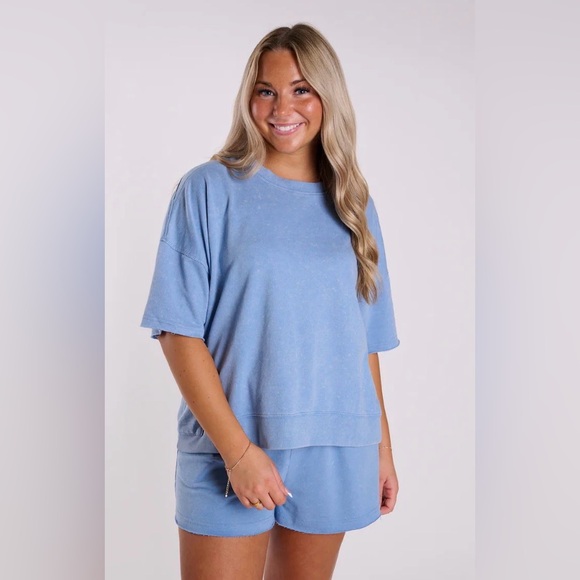 Very J Short Sleeve Oversized Lounge Short Set